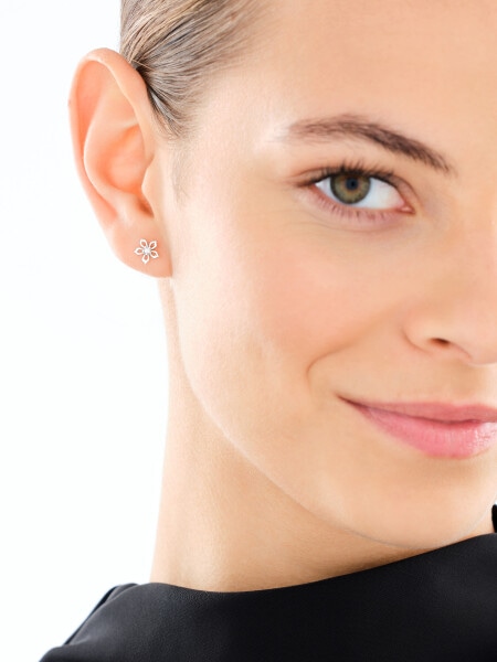 Kolczyki srebrne z cyrkoniami - kwiaty