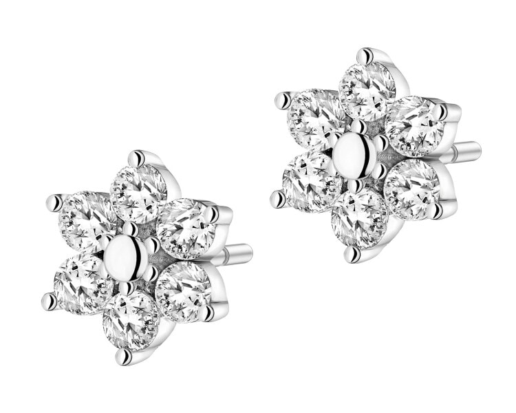 Kolczyki srebrne z cyrkoniami - kwiaty