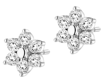 Stříbrné náušnice se zirkony - květy