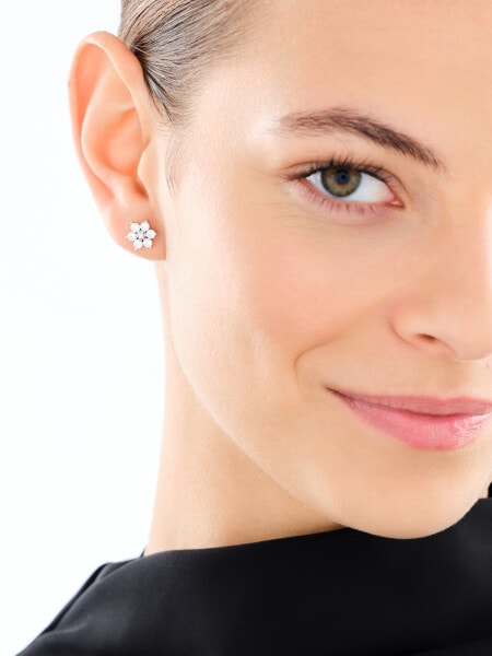 Kolczyki srebrne z cyrkoniami - kwiaty