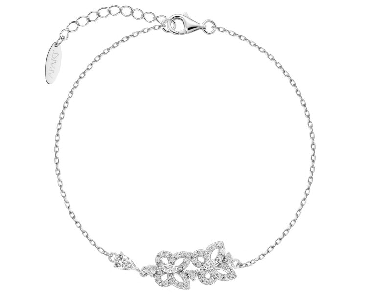 Bransoletka srebrna z cyrkoniami - motyle