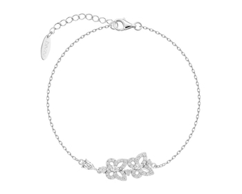 Stříbrný náramek se zirkony - motýli