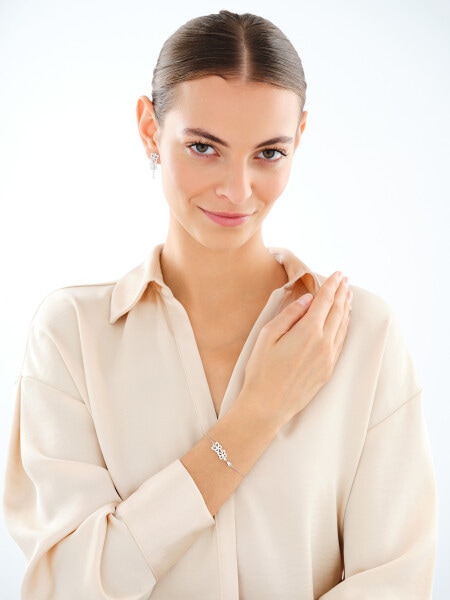 Bransoletka srebrna z cyrkoniami - motyle