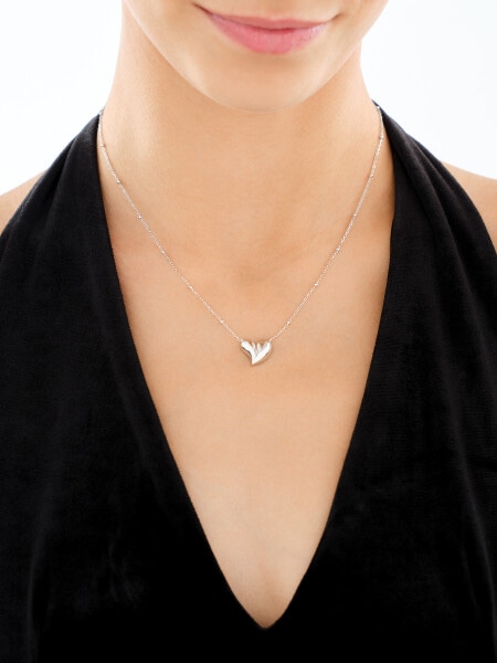 Naszyjnik srebrny - serce, kulki