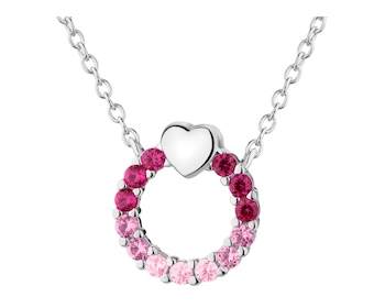 Stříbrný náhrdelník se zirkony - srdce, kroužek