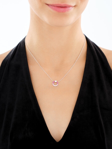 Naszyjnik srebrny z cyrkoniami - serce, koło