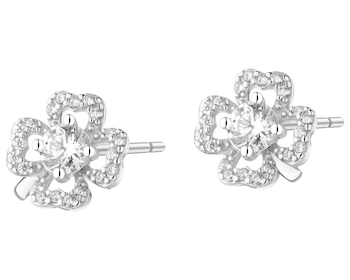 Stříbrné náušnice se zirkony - čtyřlístky