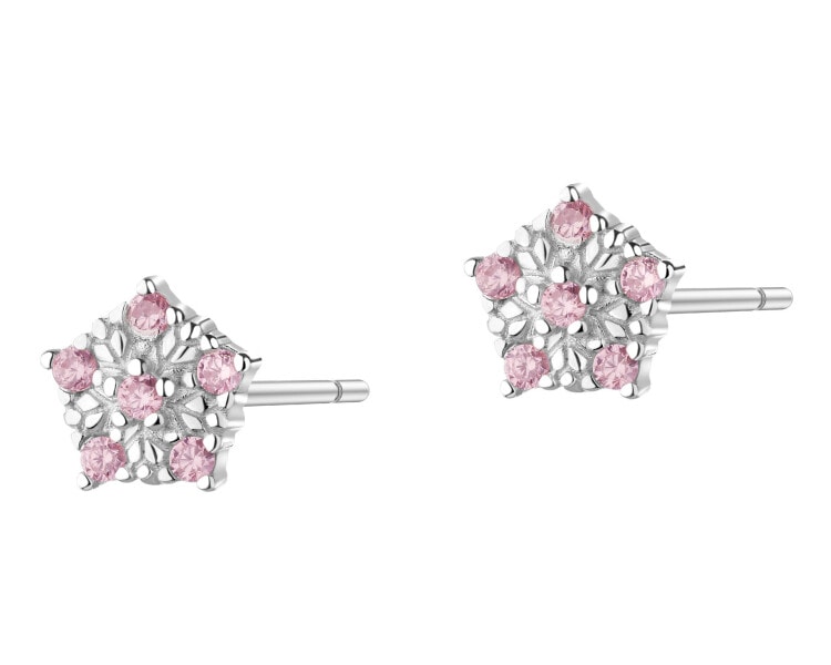 Kolczyki srebrne z cyrkoniami - śnieżynki