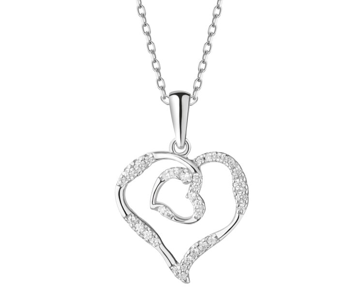 Naszyjnik srebrny z cyrkoniami - serca