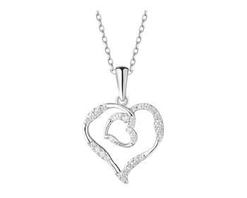 Stříbrný náhrdelník se zirkony - srdce