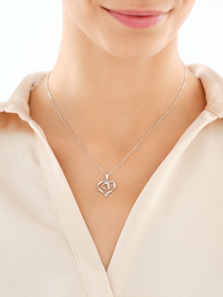 Naszyjnik srebrny z cyrkoniami - serca