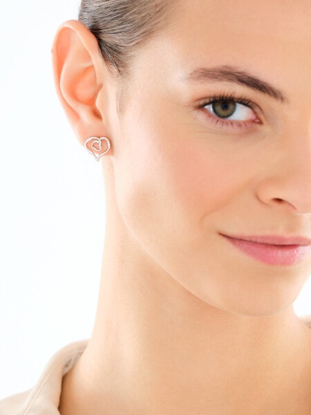 Kolczyki srebrne z cyrkoniami - serca