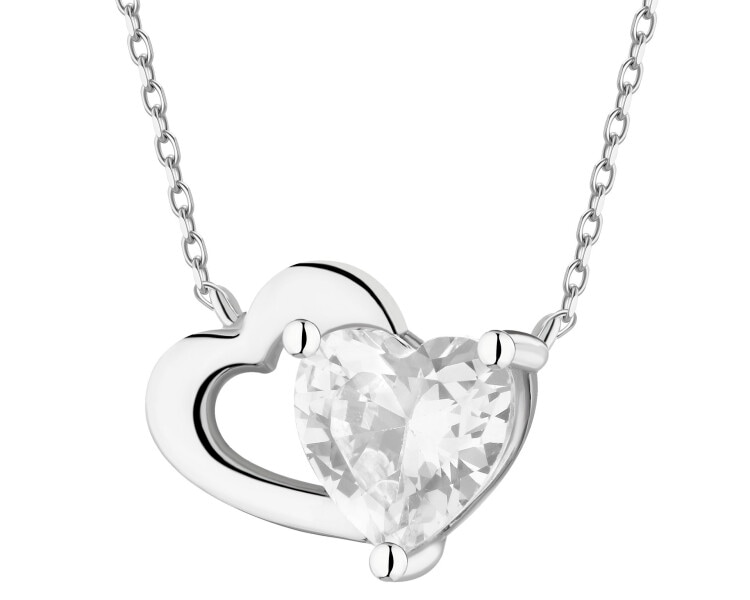 Naszyjnik srebrny z cyrkonią - serca