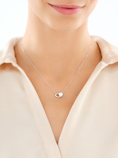 Naszyjnik srebrny z cyrkonią - serca