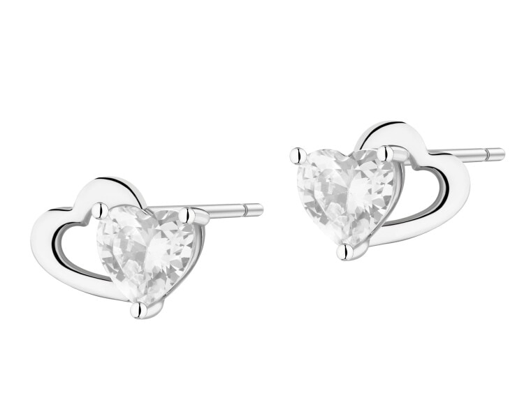 Kolczyki srebrne z cyrkoniami - serca