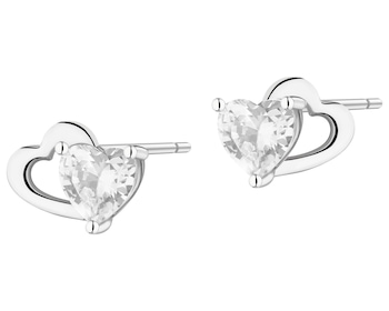 Stříbrné náušnice se zirkony - srdce