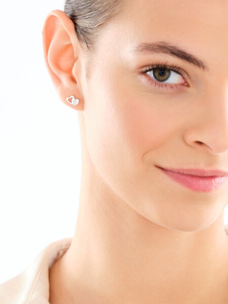 Kolczyki srebrne z cyrkoniami - serca