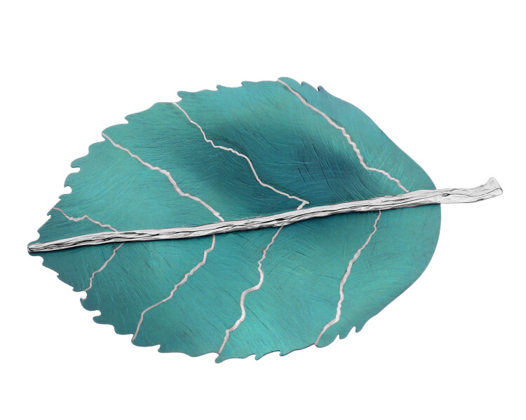 Broszka - zawieszka ze srebra i tytanu - liść