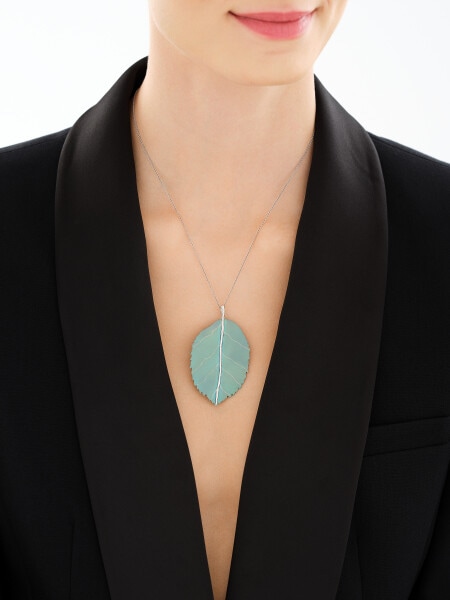 Broszka - zawieszka ze srebra i tytanu - liść