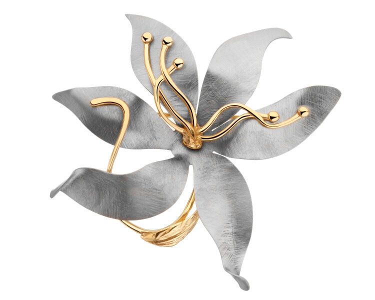 Broszka - zawieszka ze srebra i tytanu - kwiat