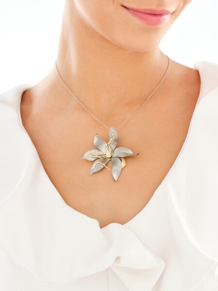 Broszka - zawieszka ze srebra i tytanu - kwiat