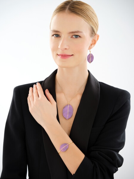 Broszka - zawieszka ze srebra i tytanu - liść