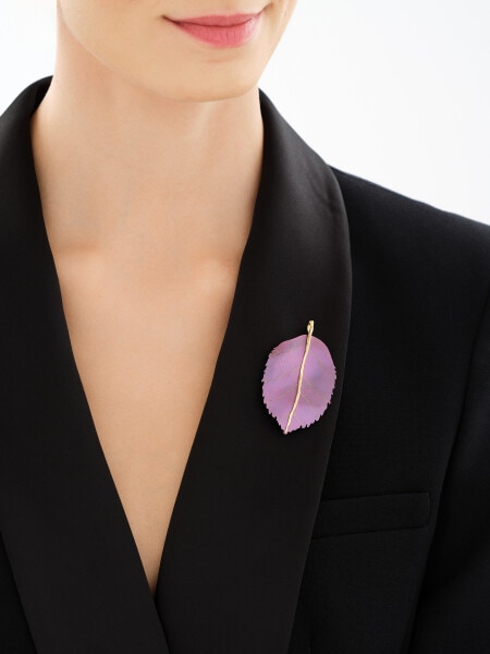 Broszka - zawieszka ze srebra i tytanu - liść