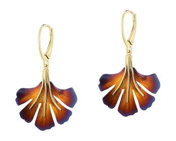 Pozlacené náušnice ze stříbra a titanu - listy