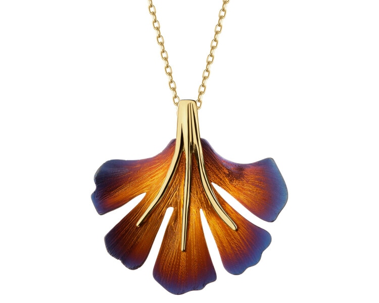 Zawieszka ze srebra i tytanu - liść