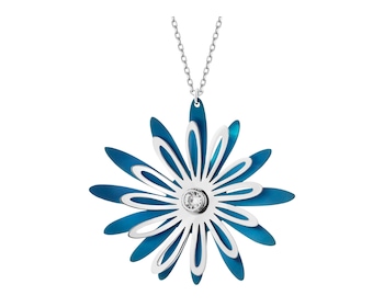 Náhrdelník ze stříbra a titanu se zirkonem - květ
