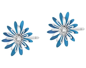 Kolczyki ze srebra i tytanu z cyrkoniami - kwiaty