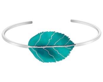 Náramek ze stříbra a titanu - list