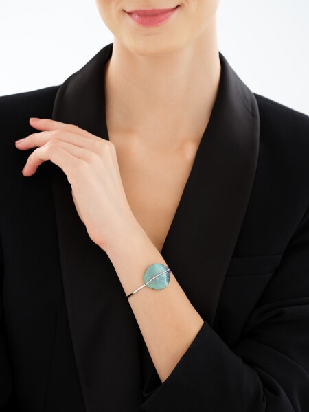 Bransoletka ze srebra i tytanu - liść