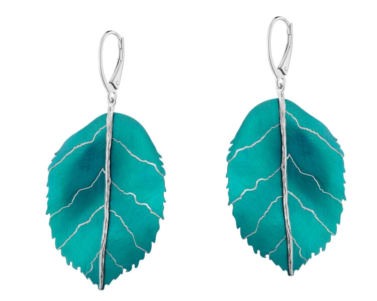 Kolczyki ze srebra i tytanu - liście