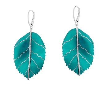 Kolczyki ze srebra i tytanu - liście