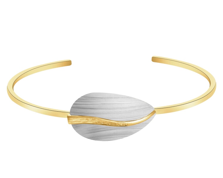 Bransoletka ze srebra i tytanu - liść