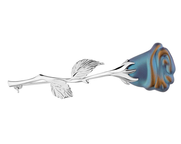 Broszka ze srebra i tytanu - róża