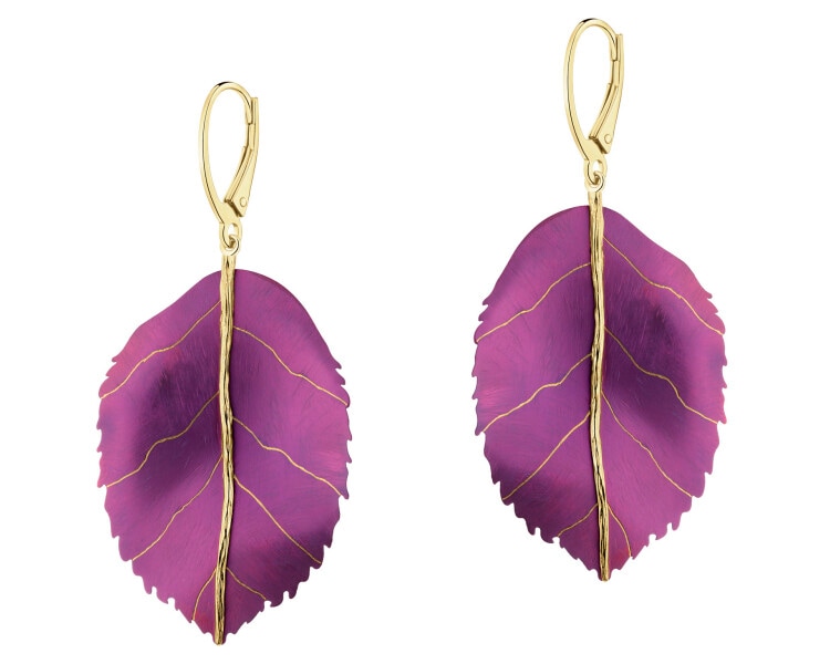 Kolczyki ze srebra i tytanu - liście