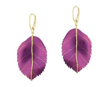 Pozlacené náušnice ze stříbra a titanu – listy