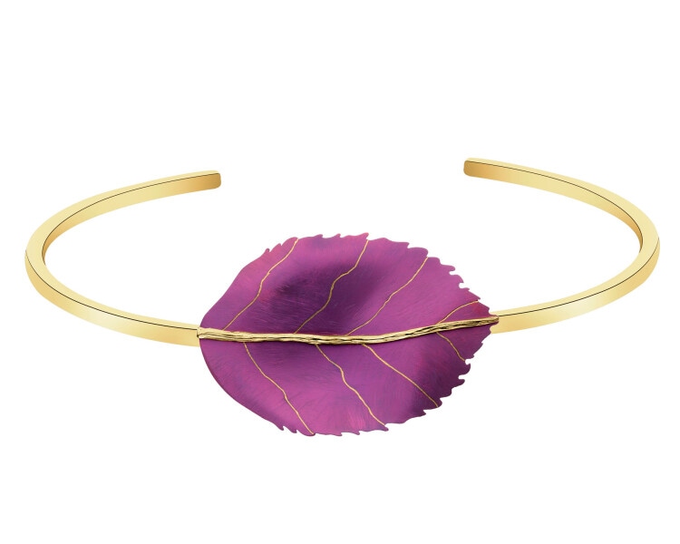 Bransoletka ze srebra i tytanu - liść