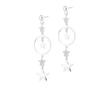 Stříbrné náušnice se zirkony - hvězdy, kroužky