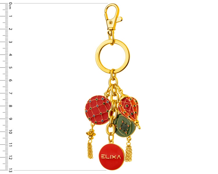 Brelok pozłacany z emalią - Święta