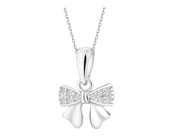 Stříbrný přívěsek se zirkony - mašle