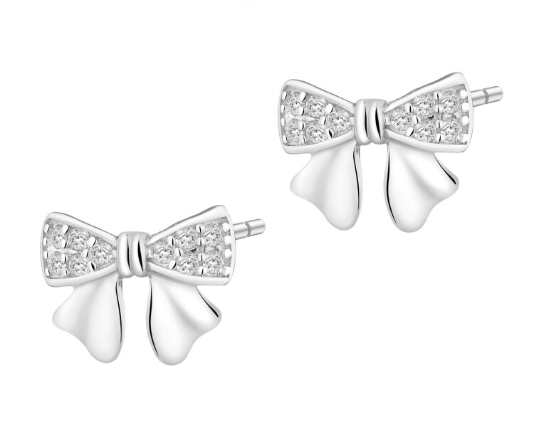 Kolczyki srebrne z cyrkoniami - kokardki