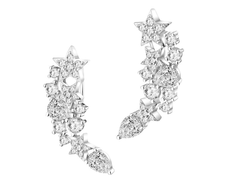Nausznice srebrne z cyrkoniami - gwiazdy