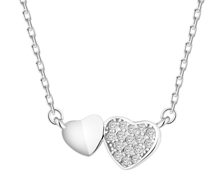 Naszyjnik srebrny z cyrkoniami - serca