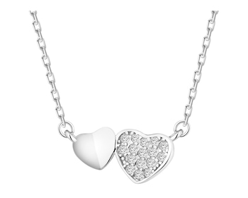 Stříbrný náhrdelník se zirkony - srdce