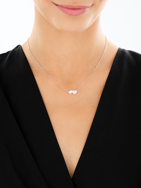 Naszyjnik srebrny z cyrkoniami - serca