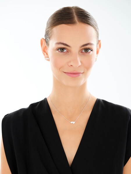 Naszyjnik srebrny z cyrkoniami - serca