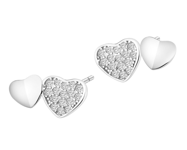 Kolczyki srebrne z cyrkoniami - serca